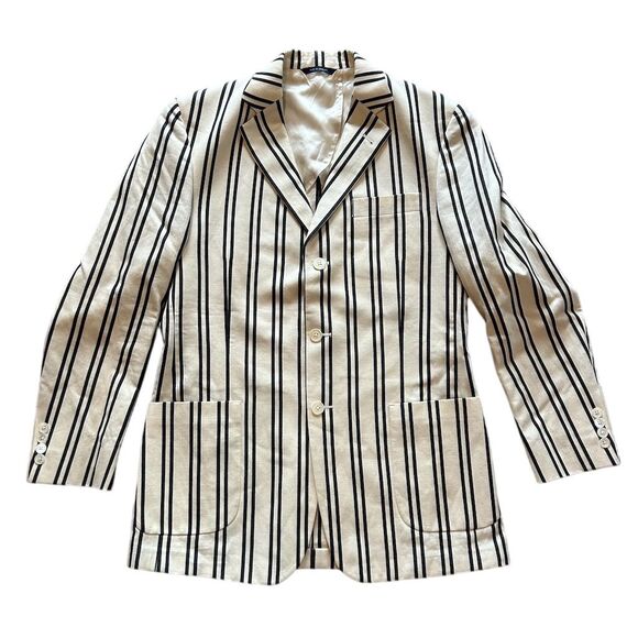 Brooks Brothers Men's Striped Blazer Black Size M Formal Two-Button
